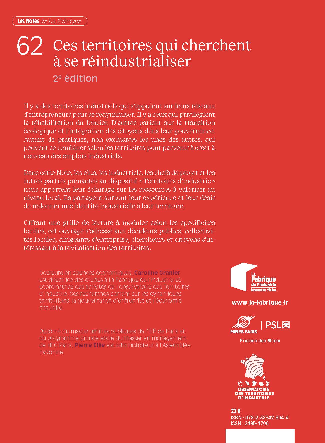 4e de couverture du livre Ces territoires qui cherchent à se réindustrialiser
