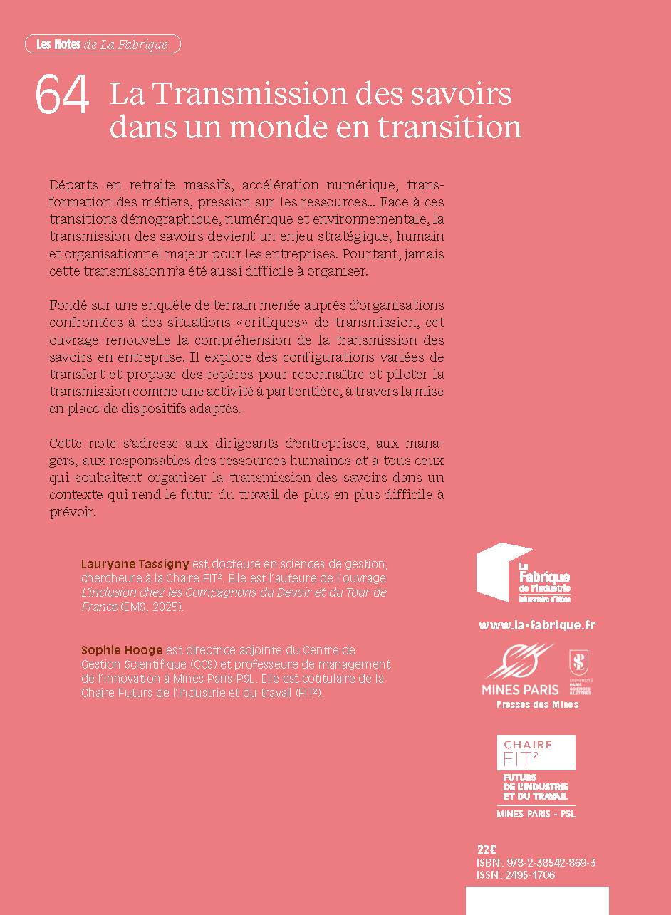 4e de couverture du livre Transmission des savoirs publié aux Presses des Mines